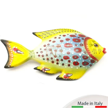 Pesce murale cm.37x19 con decoro astratto e colori vari (giallo, rosso, nero, azzurro, ect..).