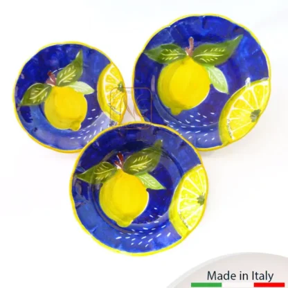 Set piatti da tavolo con decoro Amalfi in blu.