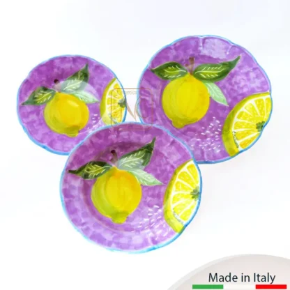 Set piatti da tavolo con decoro Amalfi in lilla.