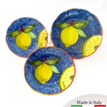 Set piatti da tavolo con decoro Amalfi in turchese.